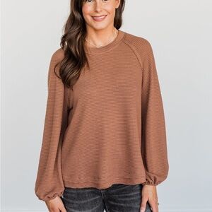 Cozy Brown Waffle Knit Sweater